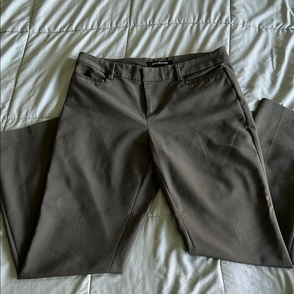 Liverpool Green Straight Leg Pants